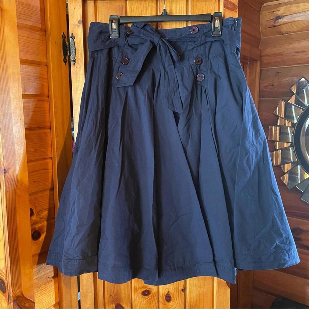 Monroe & Main Blue A-Line Knee-Length Skirt‎ with Tie Front